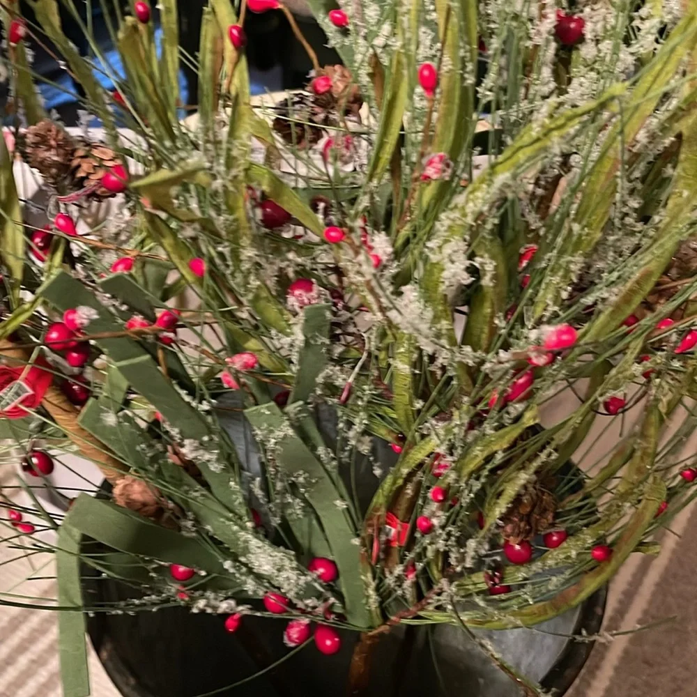 - 4 new Frosted pine berry stems 30”
